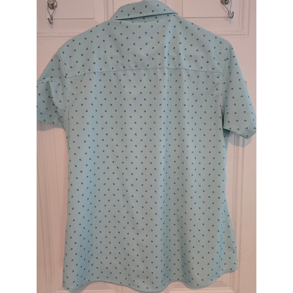 EUC Dixxon Flannel Co Avery Shirt Light Blue Anchor Print Women Large - Picture 4 of 5